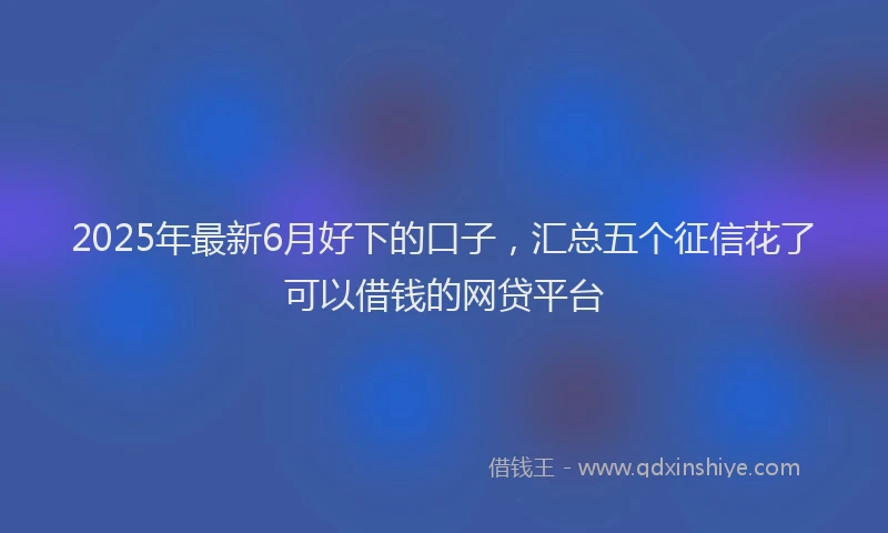 2025年最新6月好下的口子，汇总五个征信花了可以借钱的网贷平台