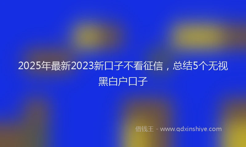 2025年最新2023新口子不看征信，总结5个无视黑白户口子