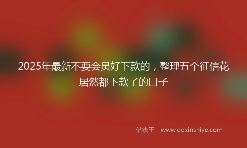 2025年最新不要会员好下款的，整理五个征信花居然都下款了的口子