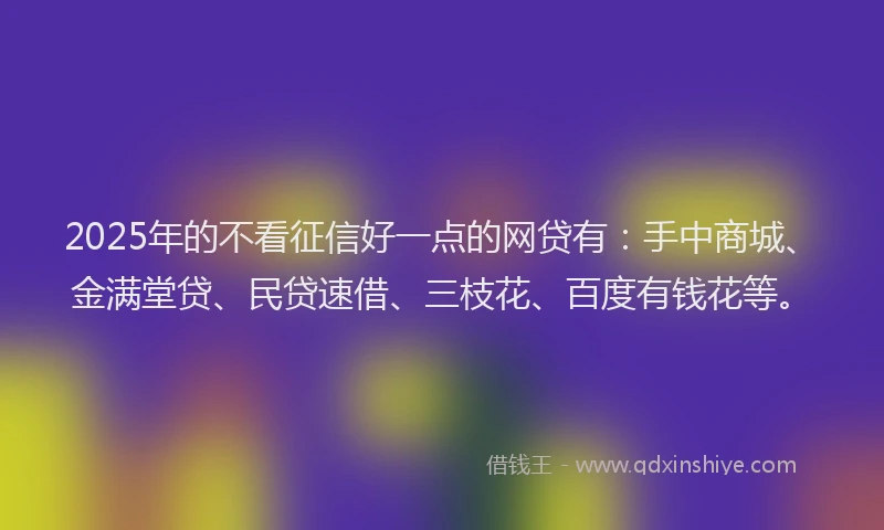 2025年的不看征信好一点的网贷有：手中商城、金满堂贷、民贷速借、三枝花、百度有钱花等。