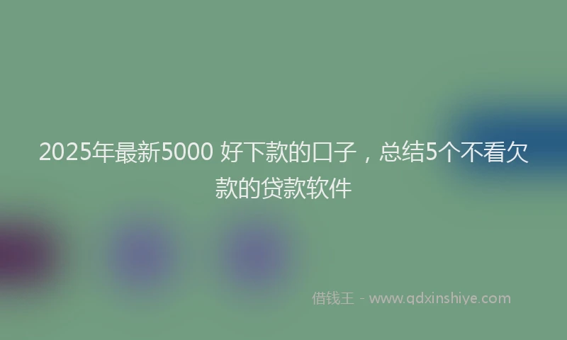 2025年最新5000 好下款的口子，总结5个不看欠款的贷款软件