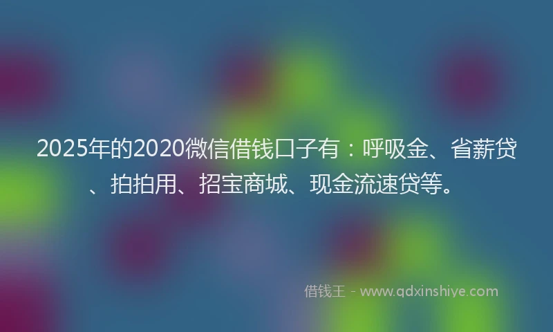 2025年的2020微信借钱口子有：呼吸金、省薪贷、拍拍用、招宝商城、现金流速贷等。