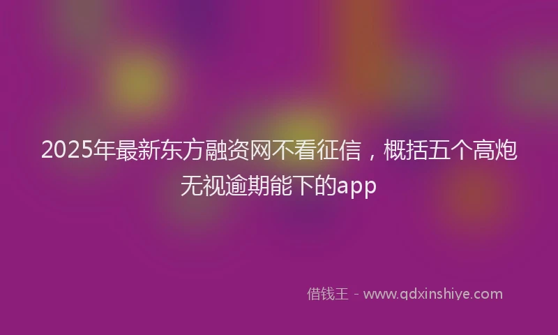 2025年最新东方融资网不看征信，概括五个高炮无视逾期能下的app