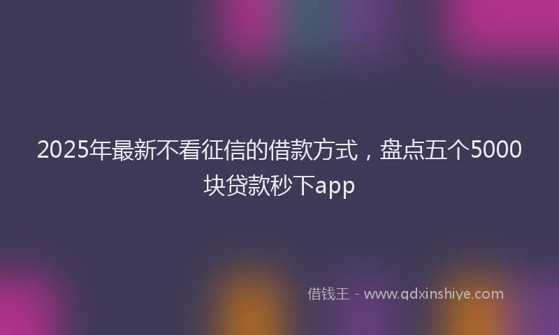2025年最新不看征信的借款方式，盘点五个5000块贷款秒下app