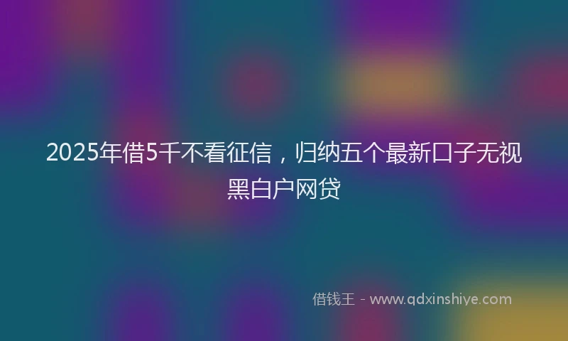 2025年借5千不看征信，归纳五个最新口子无视黑白户网贷