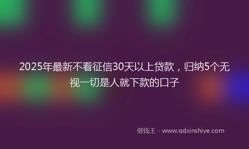 2025年最新不看征信30天以上贷款，归纳5个无视一切是人就下款的口子