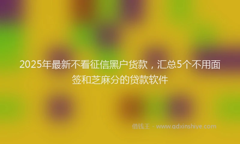 2025年最新不看征信黑户货款，汇总5个不用面签和芝麻分的贷款软件