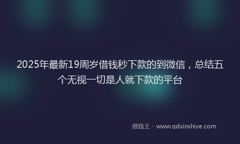 2025年最新19周岁借钱秒下款的到微信，总结五个无视一切是人就下款的平台