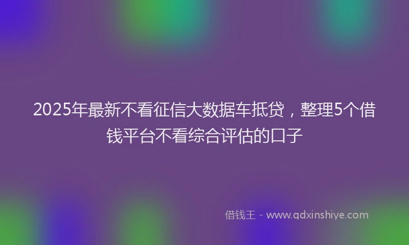 2025年最新不看征信大数据车抵贷，整理5个借钱平台不看综合评估的口子