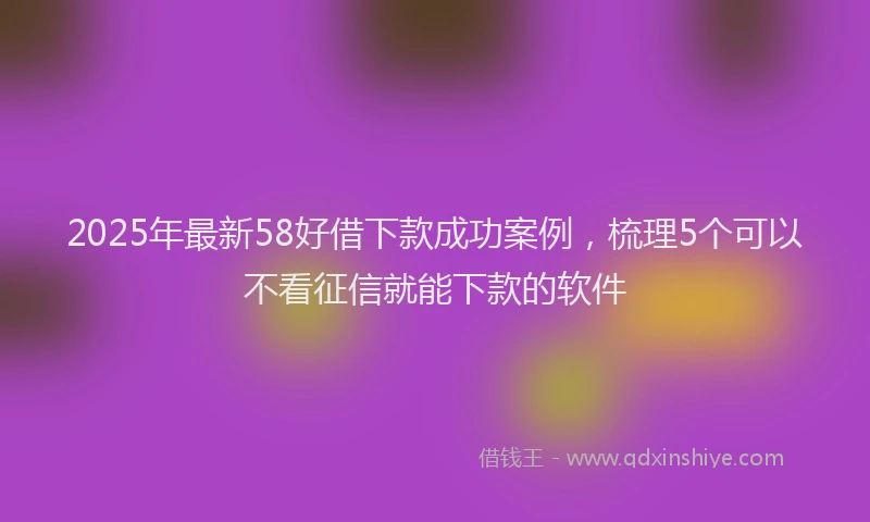 2025年最新58好借下款成功案例，梳理5个可以不看征信就能下款的软件