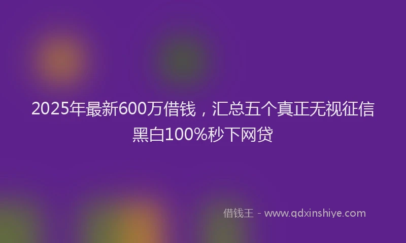 2025年最新600万借钱，汇总五个真正无视征信黑白100%秒下网贷