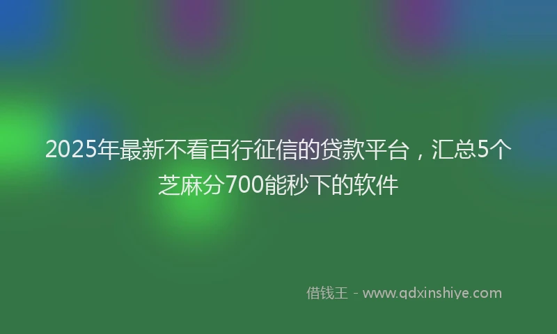 2025年最新不看百行征信的贷款平台，汇总5个芝麻分700能秒下的软件
