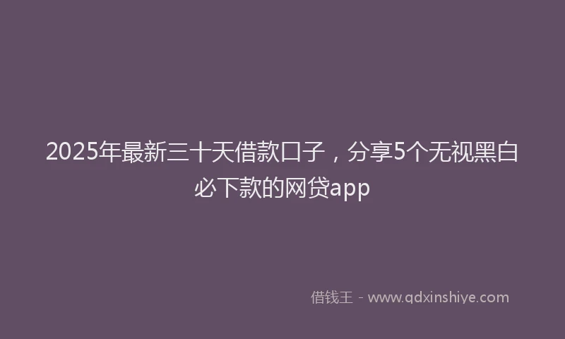 2025年最新三十天借款口子，分享5个无视黑白必下款的网贷app