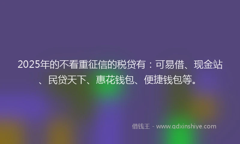 2025年的不看重征信的税贷有：可易借、现金站、民贷天下、惠花钱包、便捷钱包等。