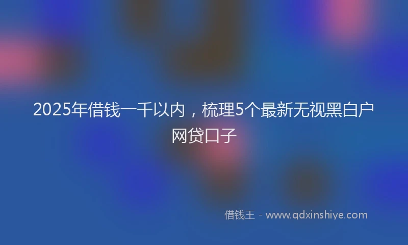 2025年借钱一千以内，梳理5个最新无视黑白户网贷口子
