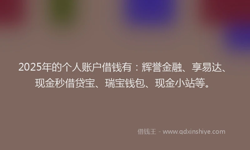 2025年的个人账户借钱有：辉誉金融、享易达、现金秒借贷宝、瑞宝钱包、现金小站等。