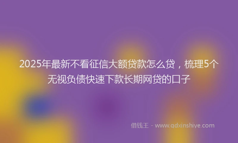 2025年最新不看征信大额贷款怎么贷，梳理5个无视负债快速下款长期网贷的口子
