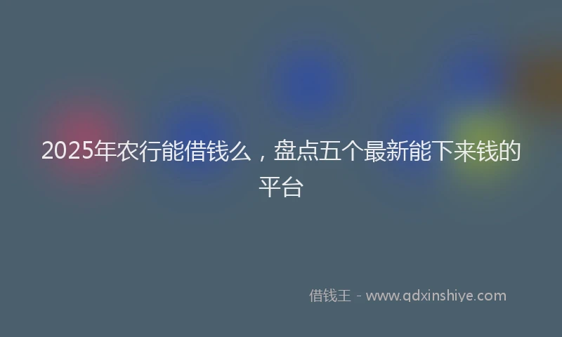 2025年农行能借钱么，盘点五个最新能下来钱的平台
