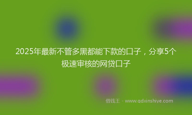 2025年最新不管多黑都能下款的口子，分享5个极速审核的网贷口子
