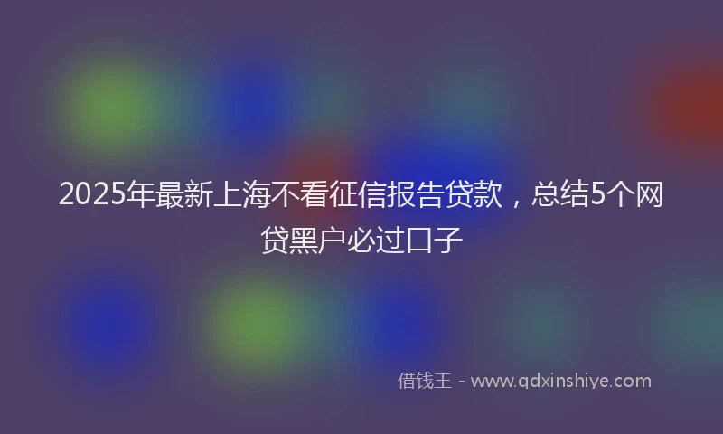 2025年最新上海不看征信报告贷款，总结5个网贷黑户必过口子