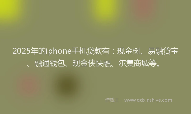 2025年的iphone手机贷款有：现金树、易融贷宝、融通钱包、现金侠快融、尔集商城等。