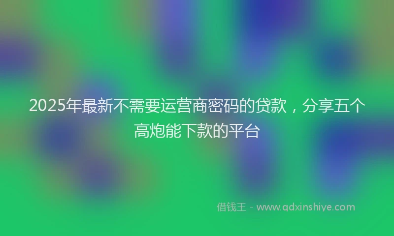 2025年最新不需要运营商密码的贷款，分享五个高炮能下款的平台