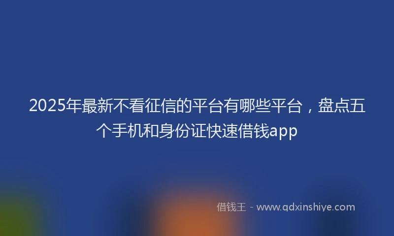 2025年最新不看征信的平台有哪些平台，盘点五个手机和身份证快速借钱app