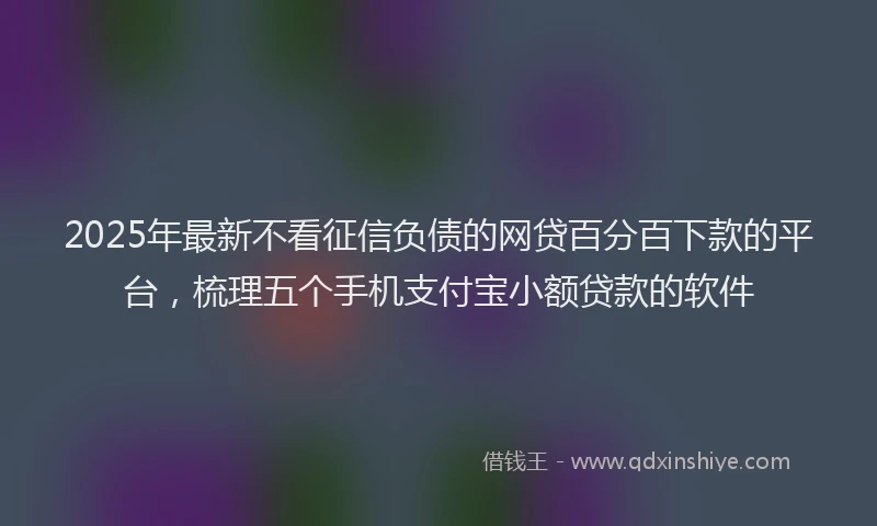 2025年最新不看征信负债的网贷百分百下款的平台，梳理五个手机支付宝小额贷款的软件