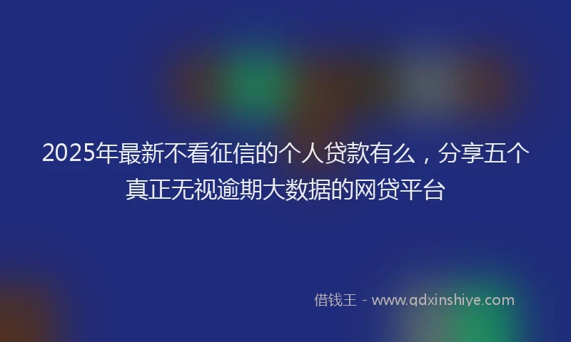 2025年最新不看征信的个人贷款有么，分享五个真正无视逾期大数据的网贷平台