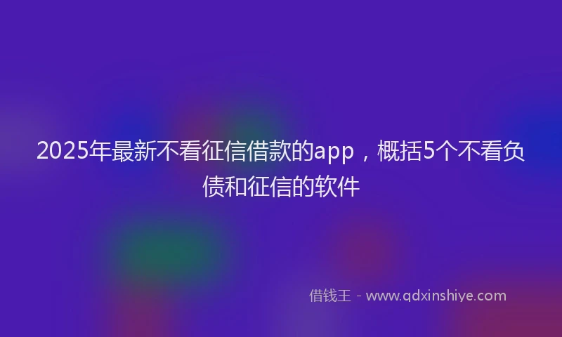 2025年最新不看征信借款的app，概括5个不看负债和征信的软件