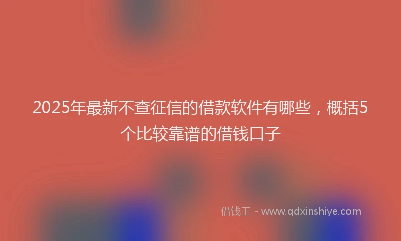 2025年最新不查征信的借款软件有哪些，概括5个比较靠谱的借钱口子