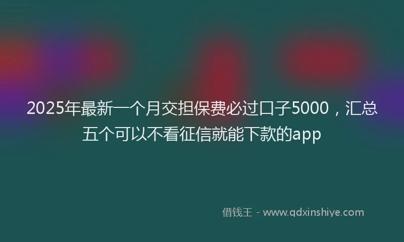 2025年最新一个月交担保费必过口子5000，汇总五个可以不看征信就能下款的app