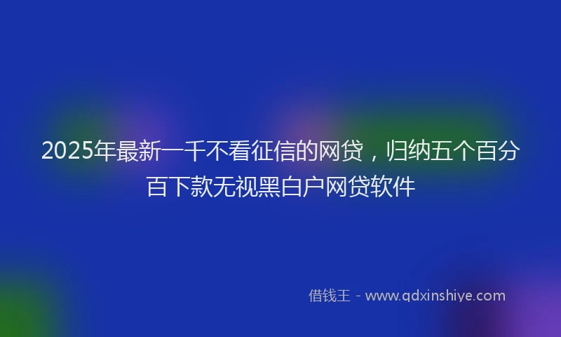 2025年最新一千不看征信的网贷，归纳五个百分百下款无视黑白户网贷软件