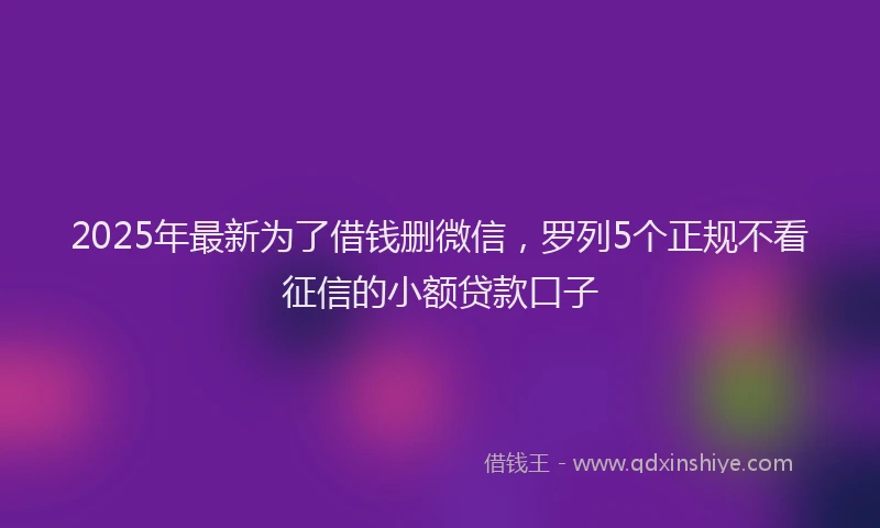 2025年最新为了借钱删微信，罗列5个正规不看征信的小额贷款口子