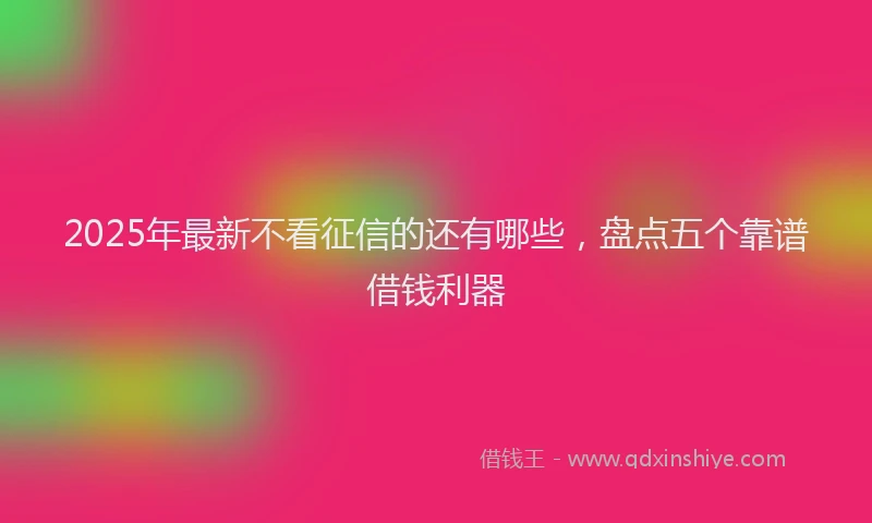 2025年最新不看征信的还有哪些，盘点五个靠谱借钱利器