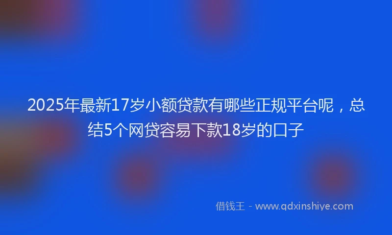 2025年最新17岁小额贷款有哪些正规平台呢，总结5个网贷容易下款18岁的口子