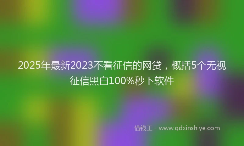 2025年最新2023不看征信的网贷，概括5个无视征信黑白100%秒下软件