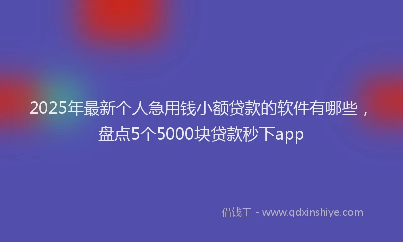 2025年最新个人急用钱小额贷款的软件有哪些，盘点5个5000块贷款秒下app