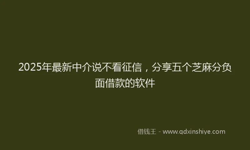 2025年最新中介说不看征信，分享五个芝麻分负面借款的软件