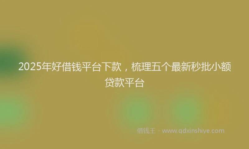 2025年好借钱平台下款，梳理五个最新秒批小额贷款平台