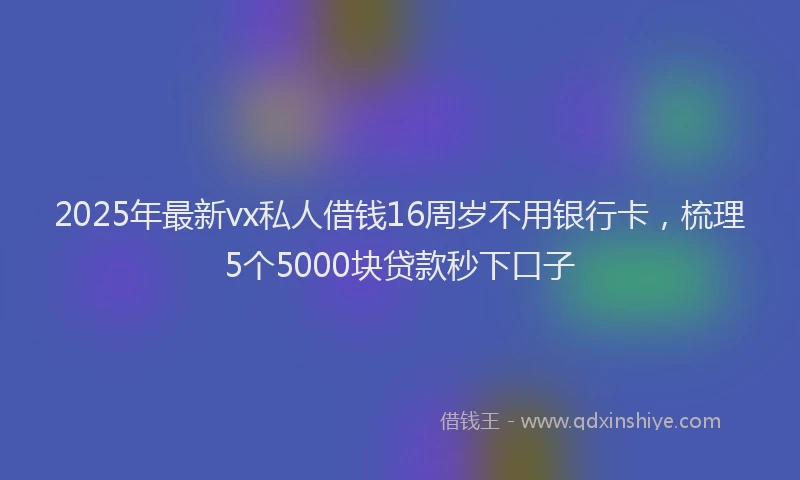 2025年最新vx私人借钱16周岁不用银行卡，梳理5个5000块贷款秒下口子
