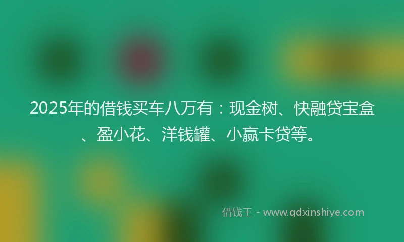 2025年的借钱买车八万有：现金树、快融贷宝盒、盈小花、洋钱罐、小赢卡贷等。