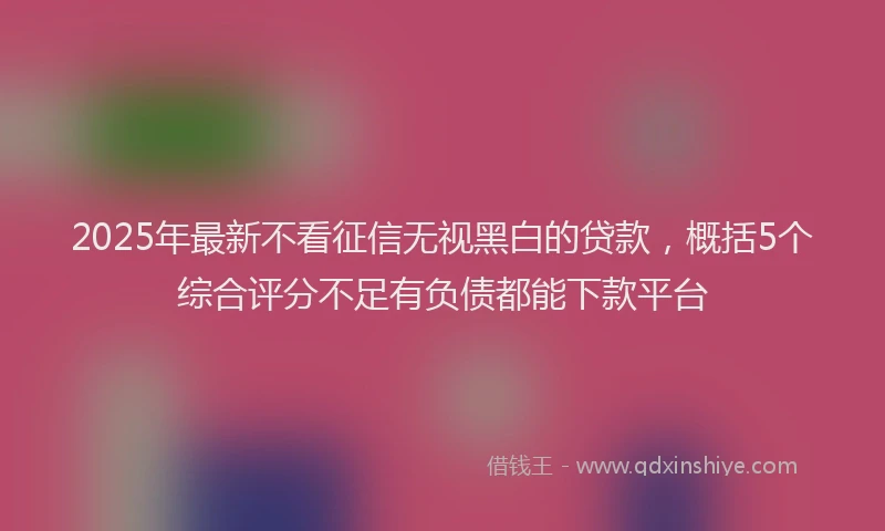 2025年最新不看征信无视黑白的贷款，概括5个综合评分不足有负债都能下款平台