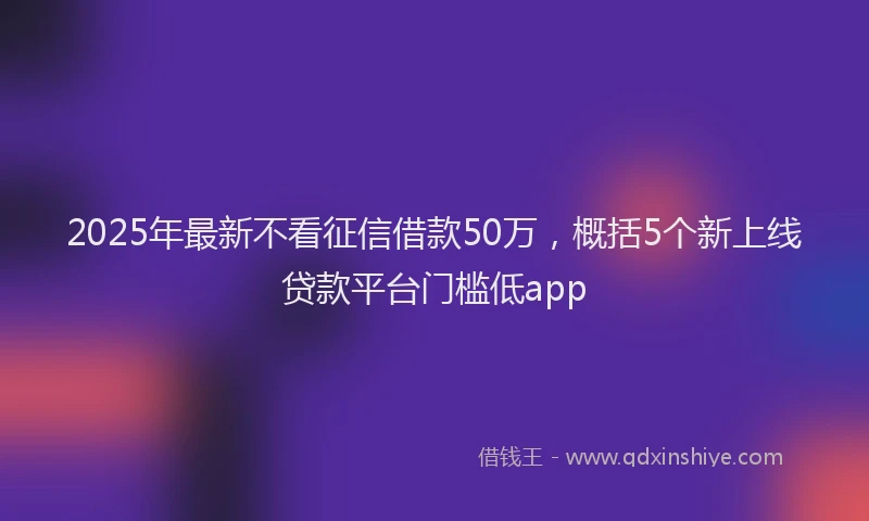 2025年最新不看征信借款50万，概括5个新上线贷款平台门槛低app