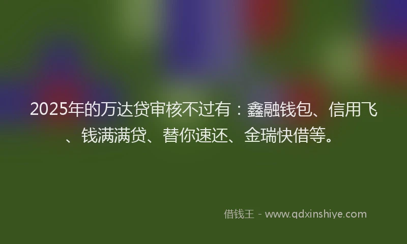 2025年的万达贷审核不过有：鑫融钱包、信用飞、钱满满贷、替你速还、金瑞快借等。
