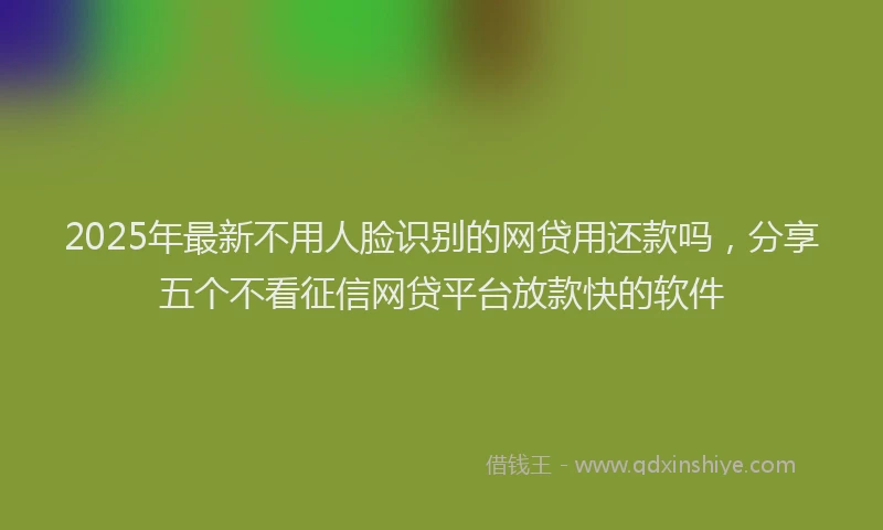 2025年最新不用人脸识别的网贷用还款吗，分享五个不看征信网贷平台放款快的软件