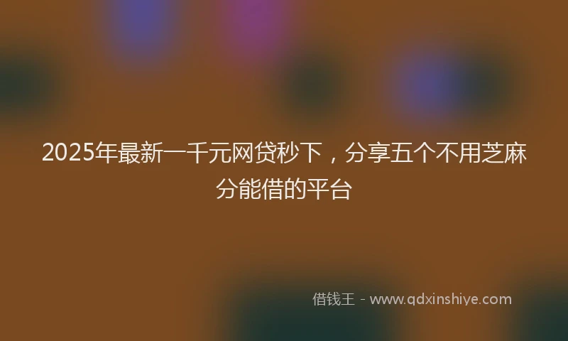 2025年最新一千元网贷秒下，分享五个不用芝麻分能借的平台