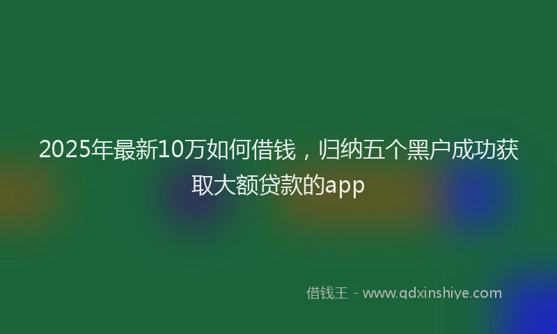 2025年最新10万如何借钱，归纳五个黑户成功获取大额贷款的app