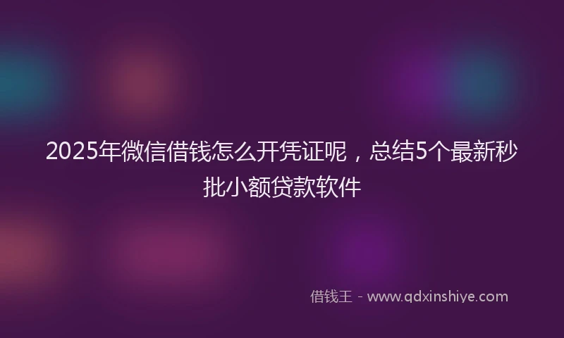 2025年微信借钱怎么开凭证呢，总结5个最新秒批小额贷款软件