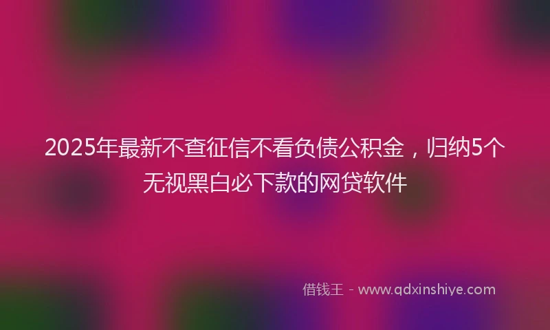 2025年最新不查征信不看负债公积金，归纳5个无视黑白必下款的网贷软件